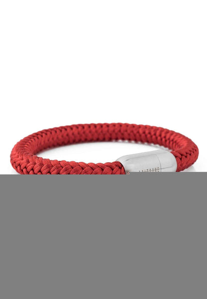 Portus Nautical Rope Bracelet Matte Silver - Wine-Red