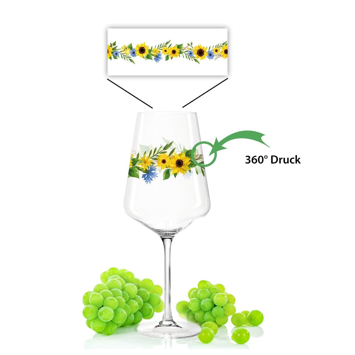 Leonardo Puccini Weingläser mit UV-Druck im Blumenbouquet Design im Set