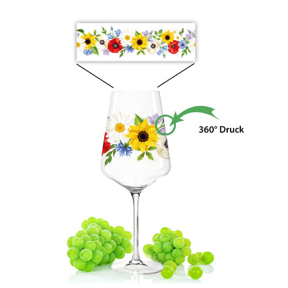 Leonardo Puccini Weingläser mit UV-Druck im Blumenbouquet Design im Set