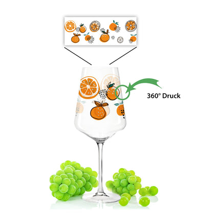 Leonardo Puccini Weingläser mit UV-Druck im Orangen Abstrakt Design im Set