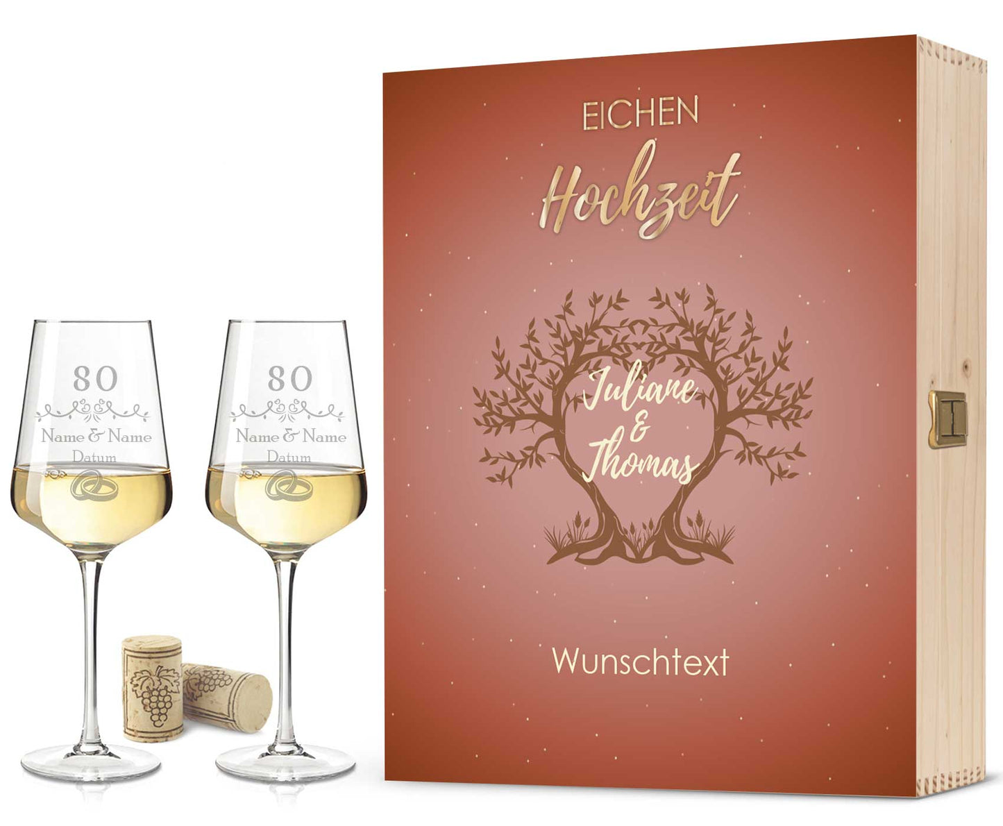 Leonardo Weingläser im "Eichenhochzeit - 80 Jahre" Design als Set