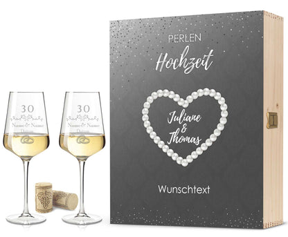 Leonardo Weingläser im "Perlenhochzeit - 30 Jahre" Design als Set