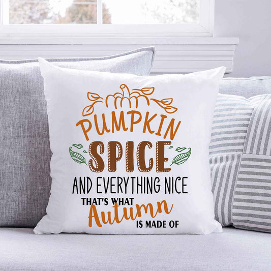 Bedrucktes Kissen mit Spruch Pumpkin spice and everything nice