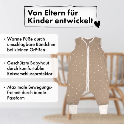 Sommer-Schlafsack mit Füßen Zarter Tupfen Taupe