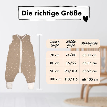 Sommer-Schlafsack mit Füßen Zarter Tupfen Taupe