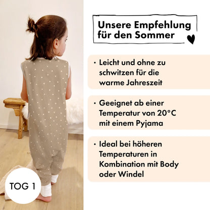 Sommer-Schlafsack mit Füßen Zarter Tupfen Taupe