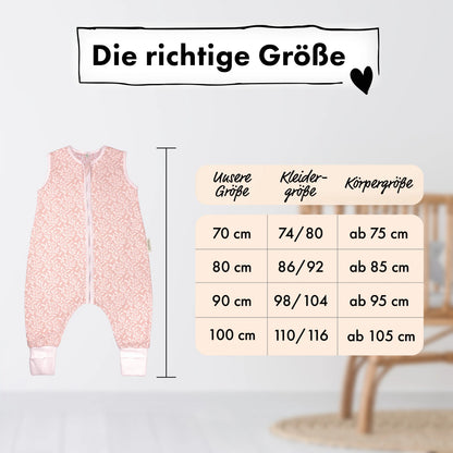Sommer-Schlafsack mit Füßen Blütenranke Rosé
