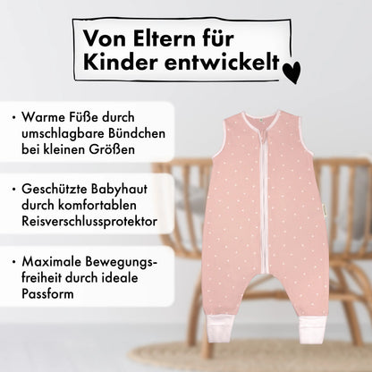 Sommer-Schlafsack mit Füßen Zarter Tupfen Rosé