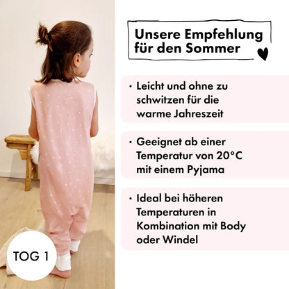 Sommer-Schlafsack mit Füßen Zarter Tupfen Rosé
