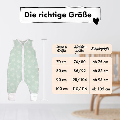 Sommer-Schlafsack mit Füßen Regenbogen Mint