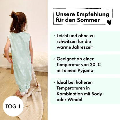 Sommer-Schlafsack mit Füßen Regenbogen Mint
