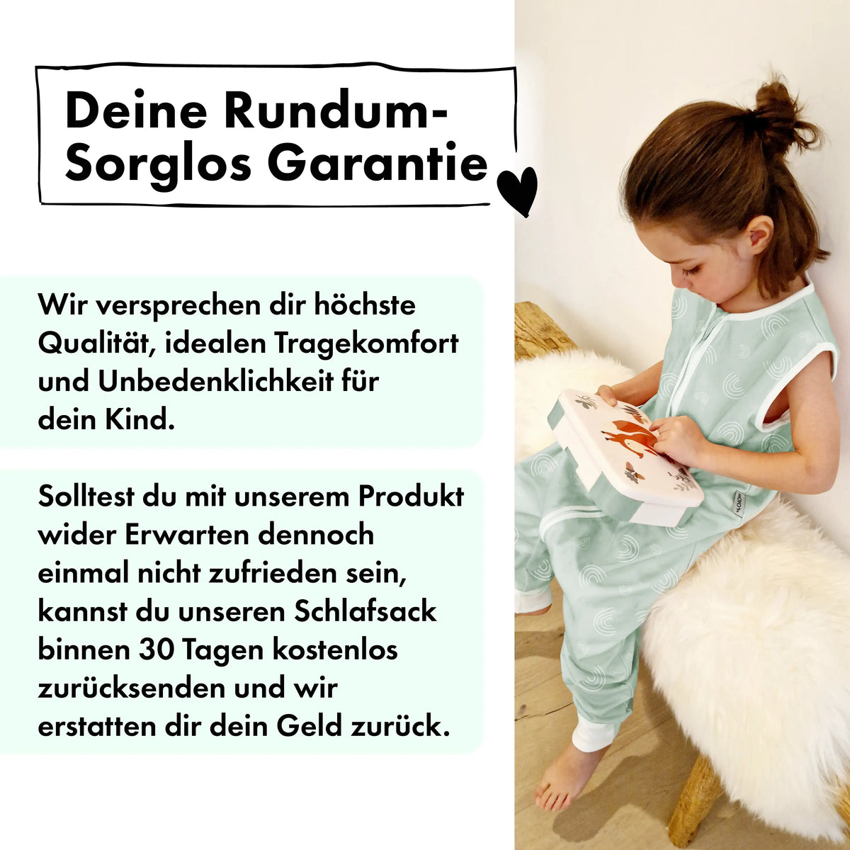 Sommer-Schlafsack mit Füßen Regenbogen Mint