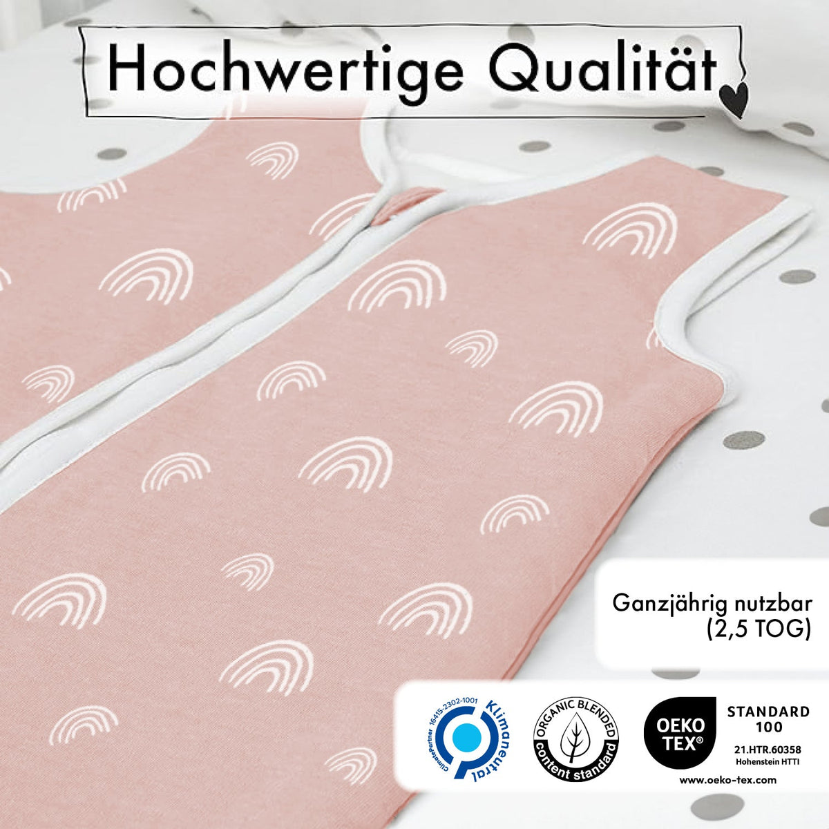 Babyschlafsack mit Füßen Zarter Regenbogen Rosé- 2.5 TOG