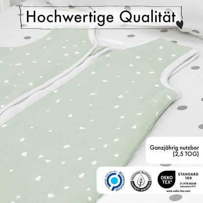 Schlafsack mit Füßen Wunderbare Tupfenwelt Mint 2.5 TOG