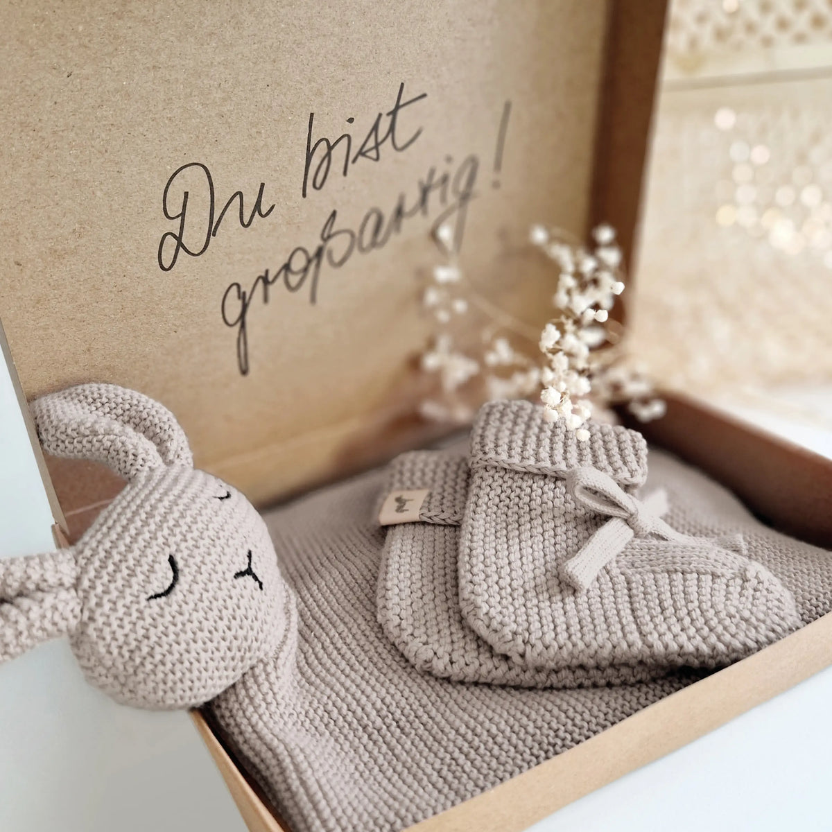Baby Geschenkset "Hej Baby" Grau