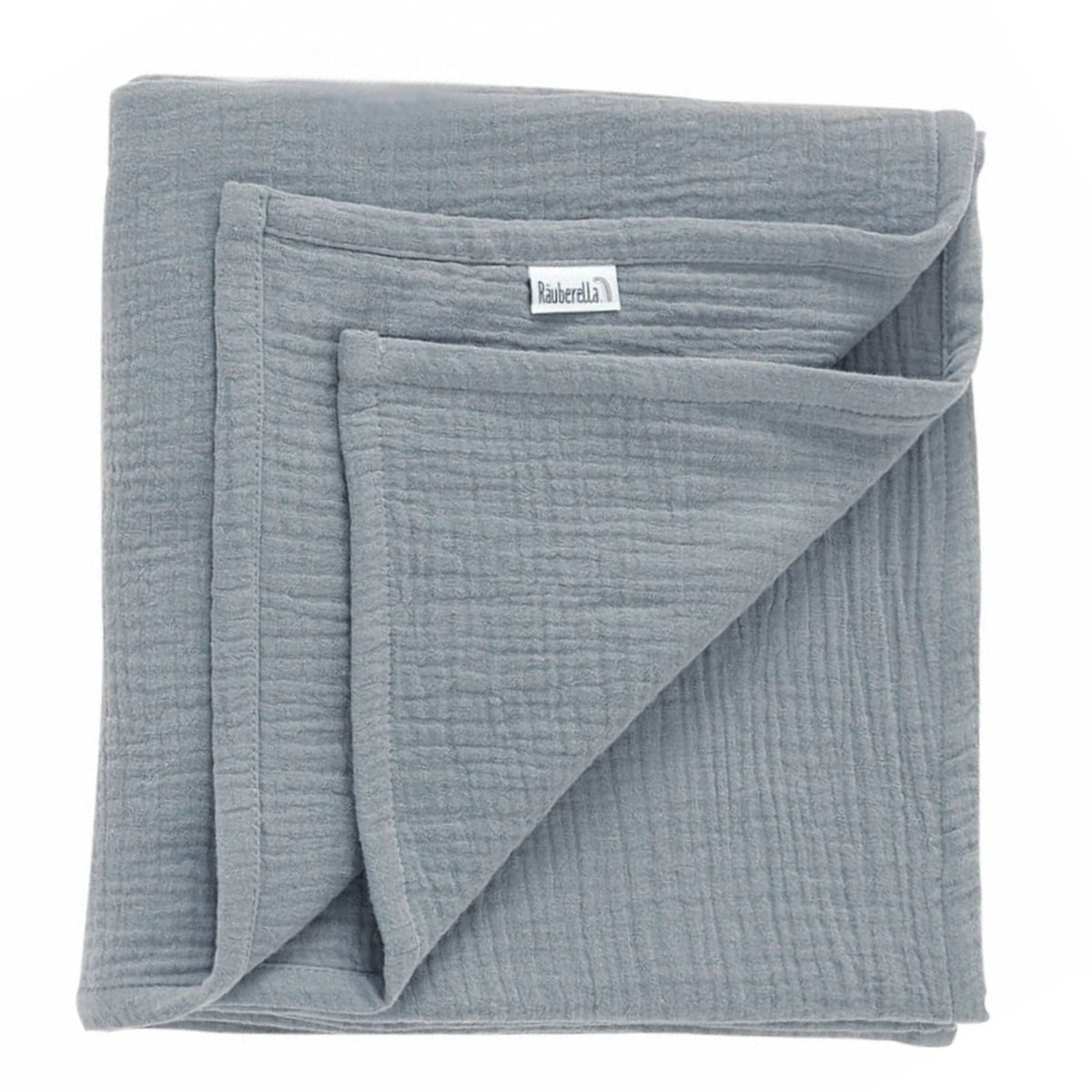 Musselin Babydecke 120x120 cm – Baumwolle, weich & atmungsaktiv Grau-Blau