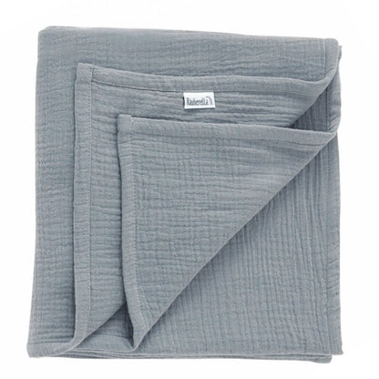 Musselin Babydecke 120x120 cm – Baumwolle, weich & atmungsaktiv Grau-Blau
