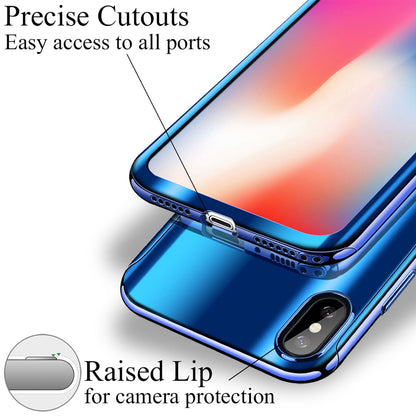 NALIA 360 Grad Handyhülle kompatibel mit Apple iPhone XS Max, Full-Cover & Schutzglas vorne hinten Hülle Doppel-Schutz Dünn Ganzkörper Case Etui Handy-Tasche Bumper & Displayschutz