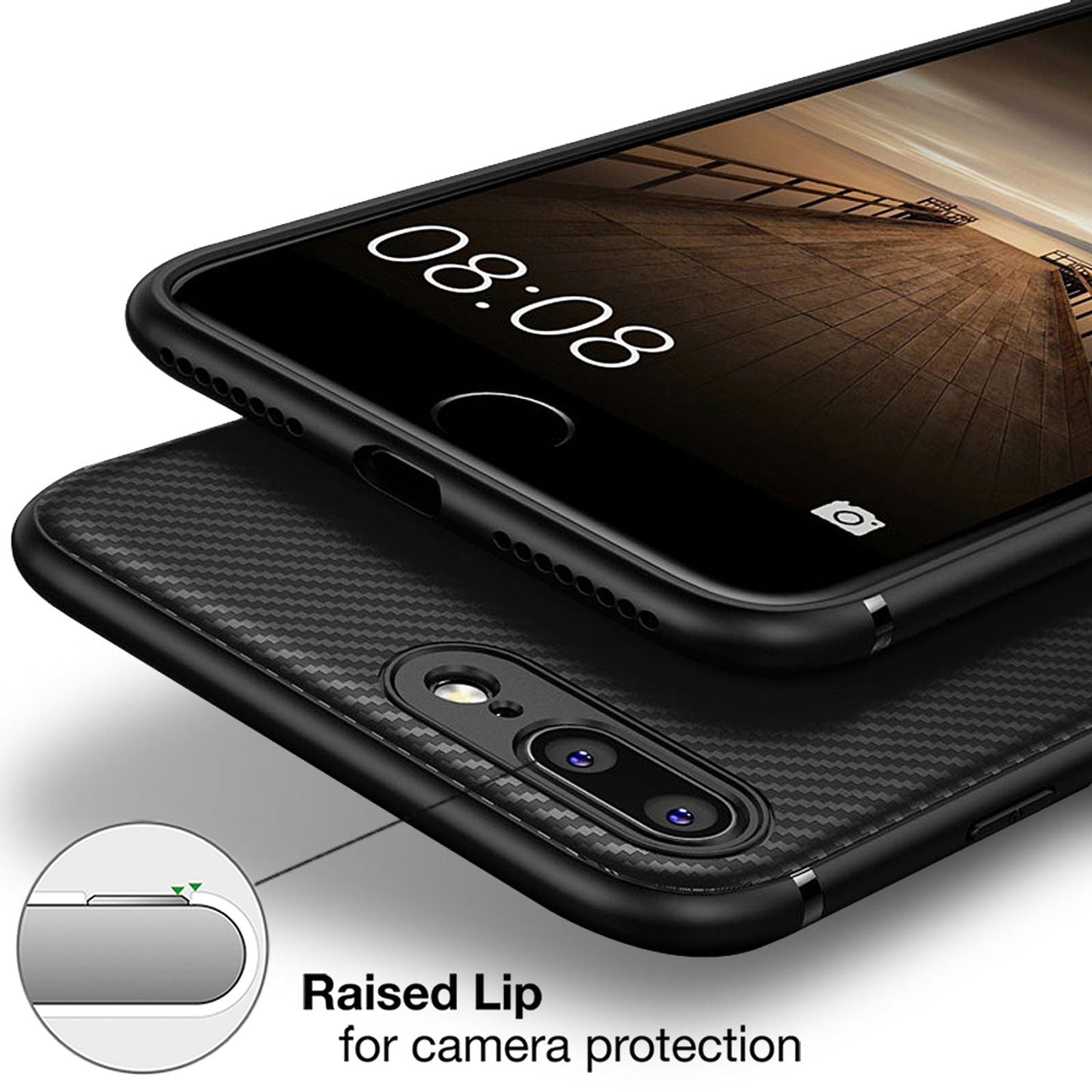 NALIA Silikonhülle für iPhone 7 Plus / 8 Plus – Rutschfest & Matt – VORTEX (Gebürstete Optik & Carbon Design) – Marke aus Berlin