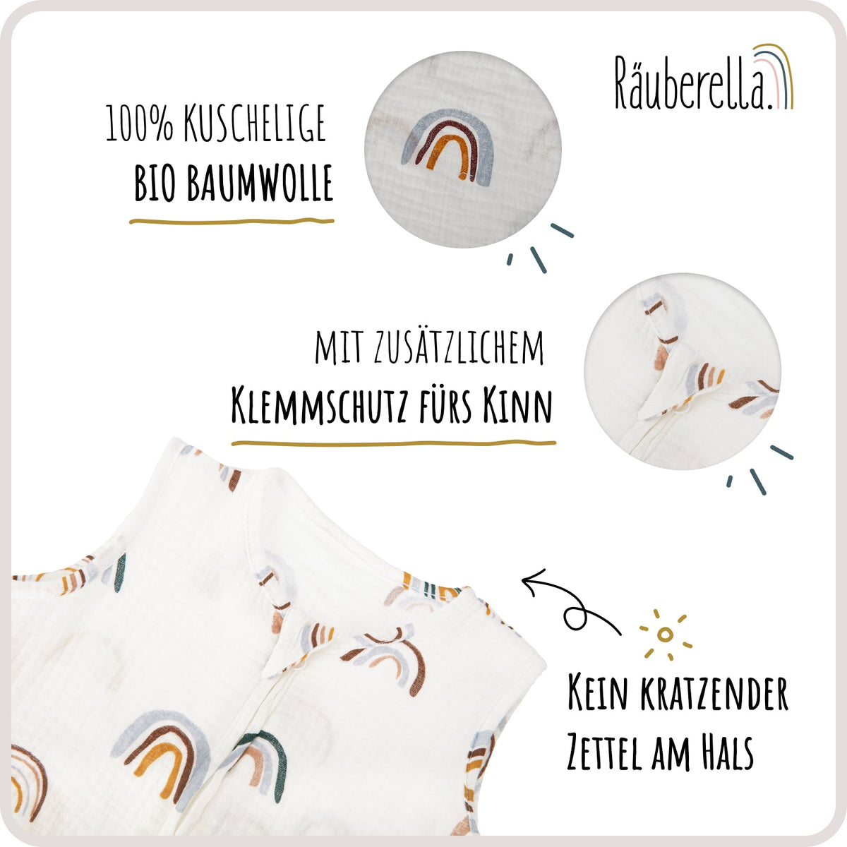 Schlafsack kurzarm Regenbogen