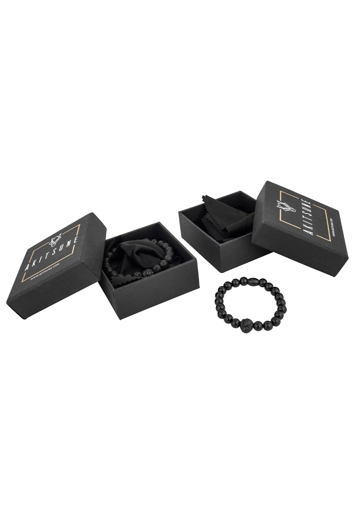 Regis Beaded Bracelet Matte Black - Black