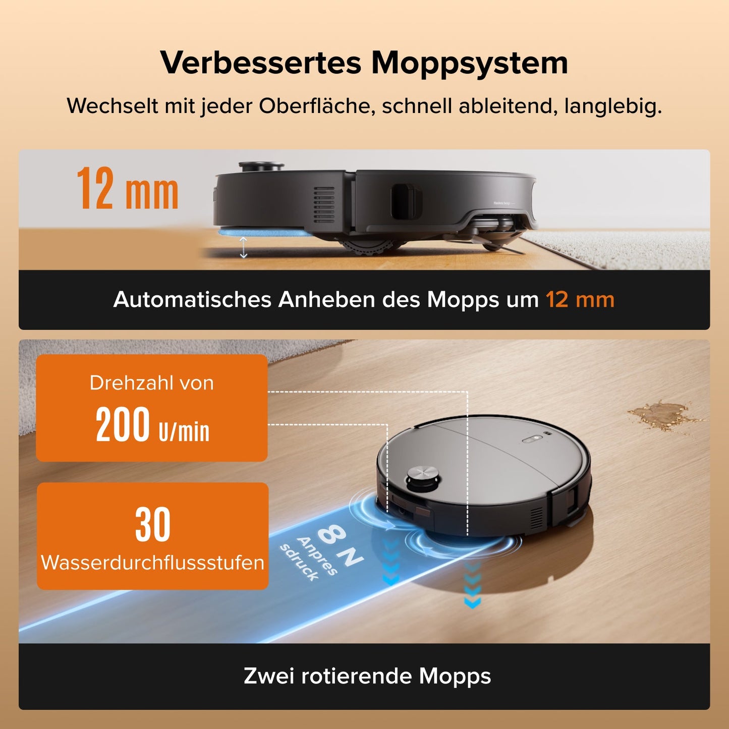 Roborock Qrevo Edge 2 - 25.000 Pa HyperForce-Saugkraft und Dual Anti-Tangle System