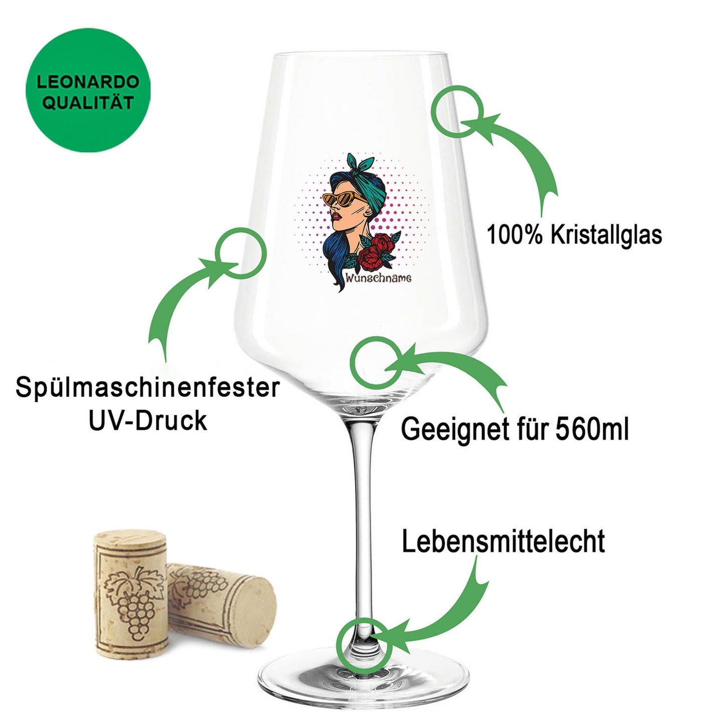 Leonardo Weinglas "Rockabilly Girl" mit UV-Druck