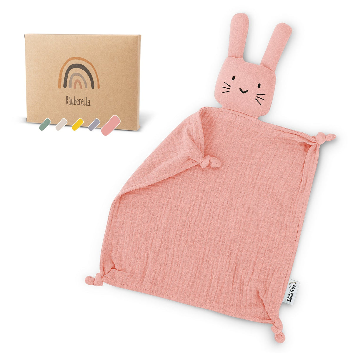 Schmusetuch Hase aus Musselin – Rosa