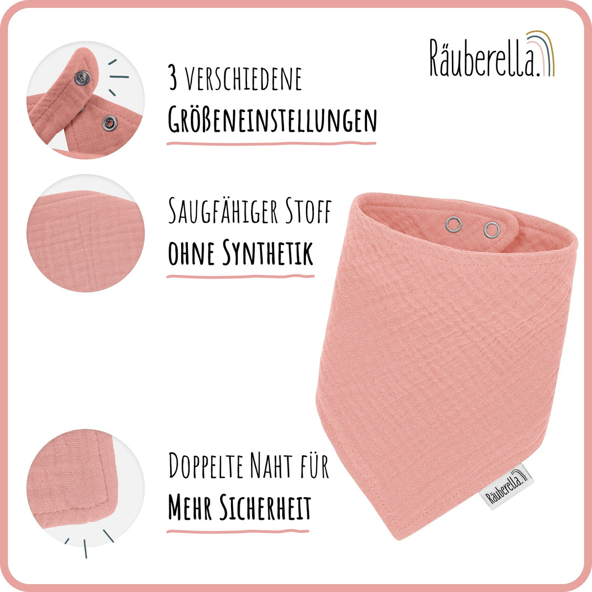 Baby Geschenkset Rosa – Schmusetuch Hase, Holz-Beißring & Halstuch | Musselin