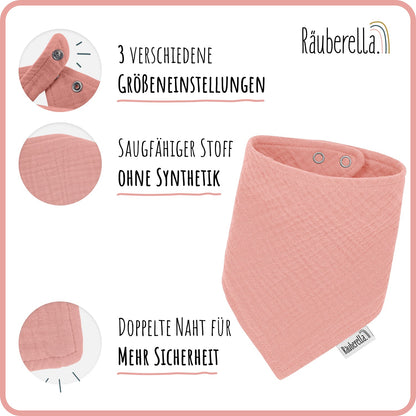 Baby Geschenkset Rosa – Schmusetuch Hase, Holz-Beißring & Halstuch | Musselin