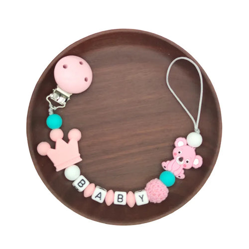 Handgemachte Silikon Baby Holz Schnullerkette - Meloni2