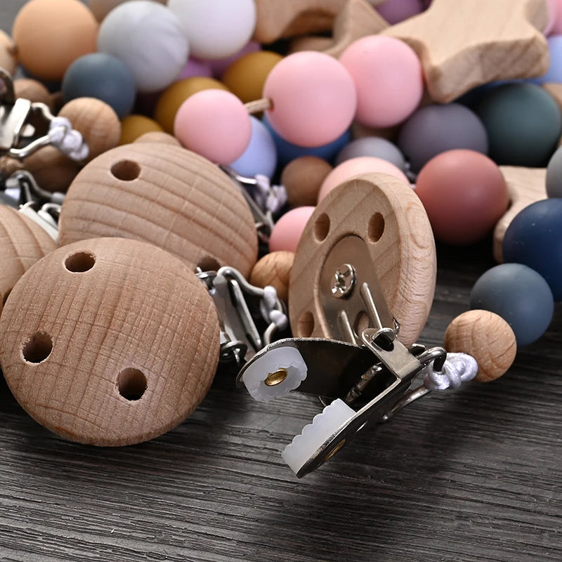 Neue Baby Schnuller Kette Holz - Meloni2