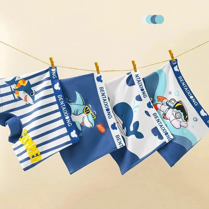 Boxers pour garçons 4 paires (dinosaure/marin)