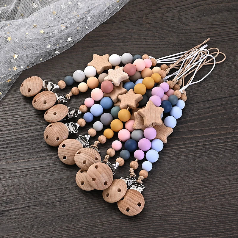 Neue Baby Schnuller Kette Holz - Meloni2