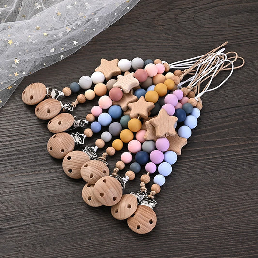 Neue Baby Schnuller Kette Holz