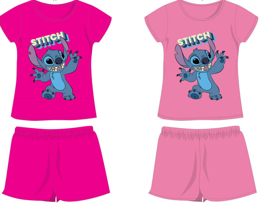 Disney Stitch pamut nyári együttes - póló-rövidnadrág szett - pink - 140-0