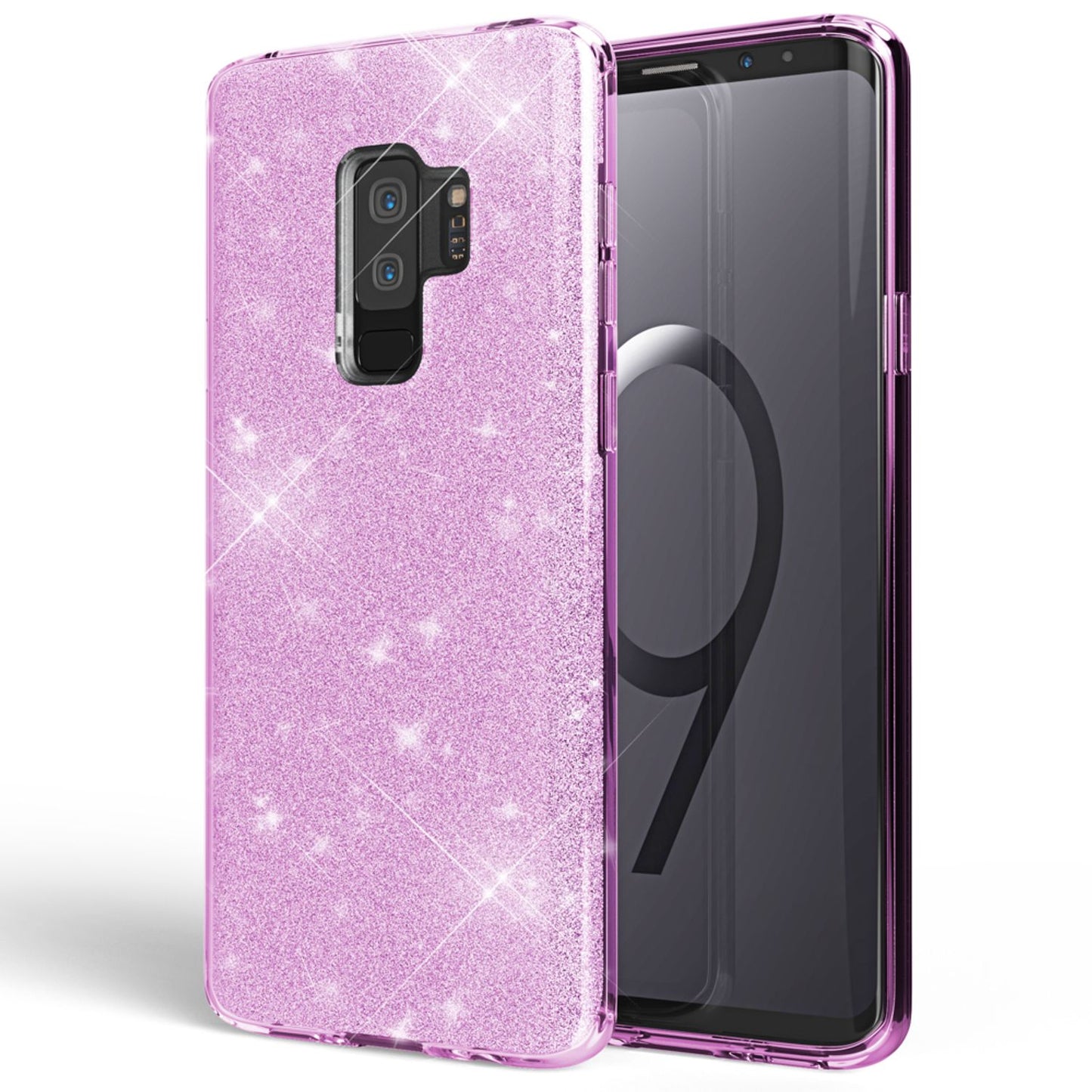 NALIA Glitzerhülle für Samsung Galaxy S9 Plus – Funkelnder Glitzer-Look & Grip – SHINEPOP (Silikon Case) – Marke aus Berlin