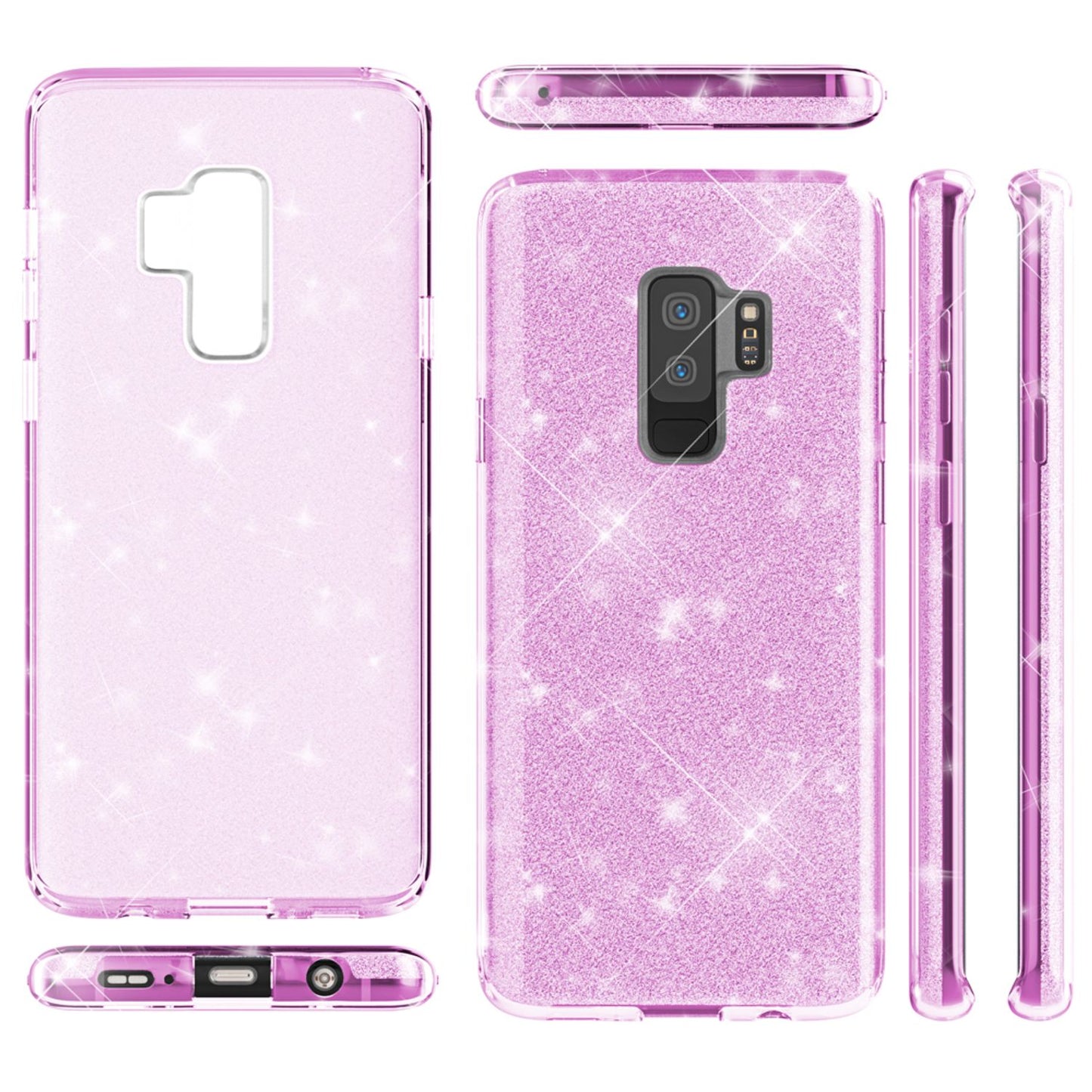 NALIA Glitzerhülle für Samsung Galaxy S9 Plus – Funkelnder Glitzer-Look & Grip – SHINEPOP (Silikon Case) – Marke aus Berlin