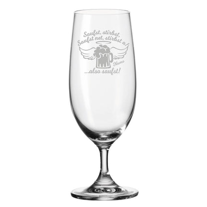 Leonardo Bierglas mit Gravur "Saufst, stirbst, saufst net, stirbst a" mit Namen