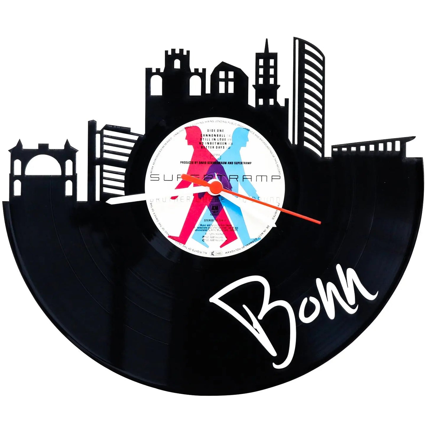 Wanduhr aus Vinyl Skyline Bonn