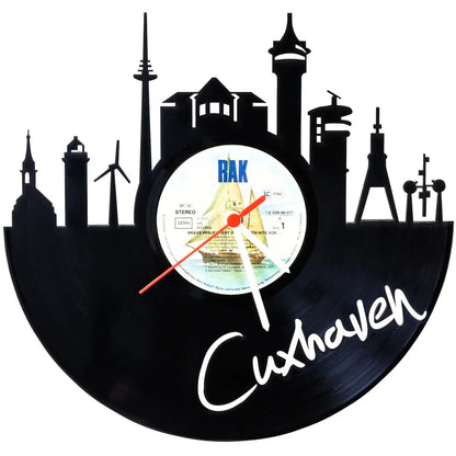Wanduhr aus Vinyl Skyline Cuxhaven