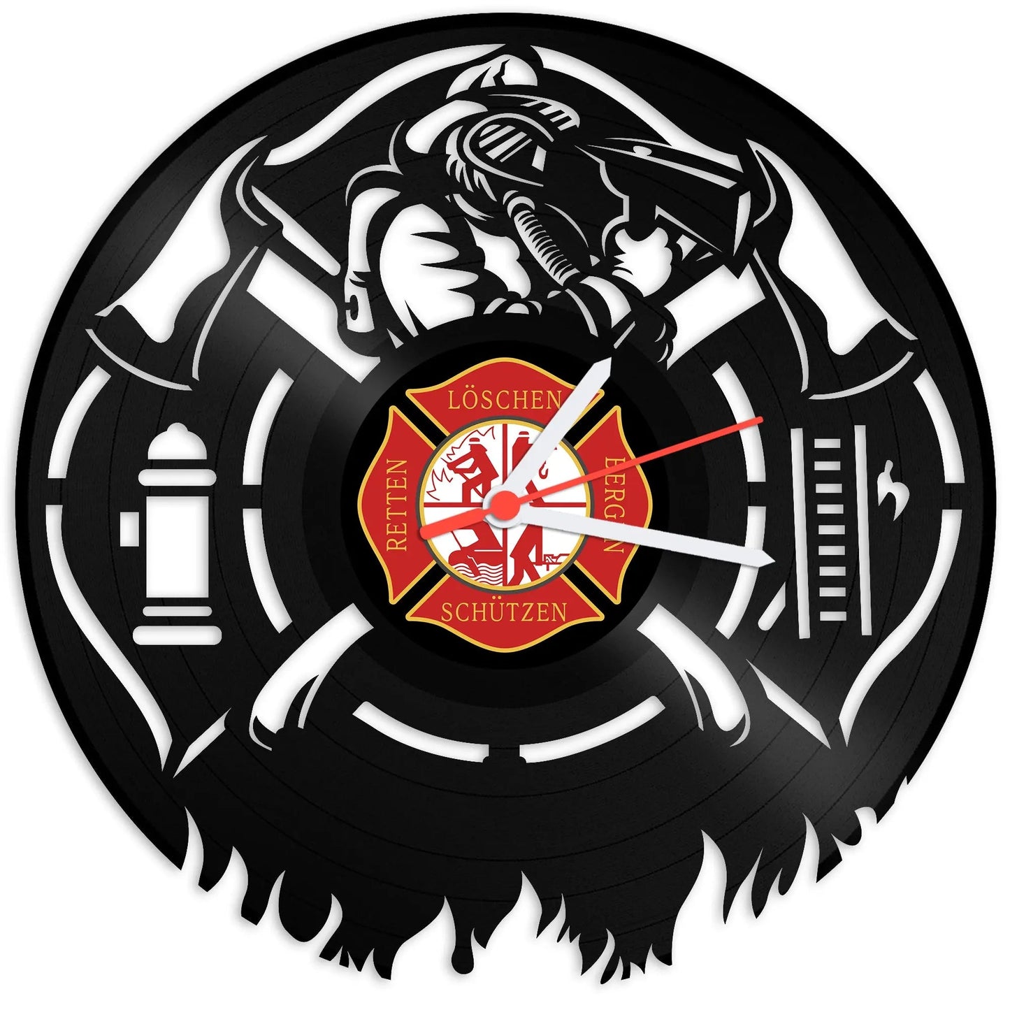 Wanduhr aus Vinyl Feuerwehr