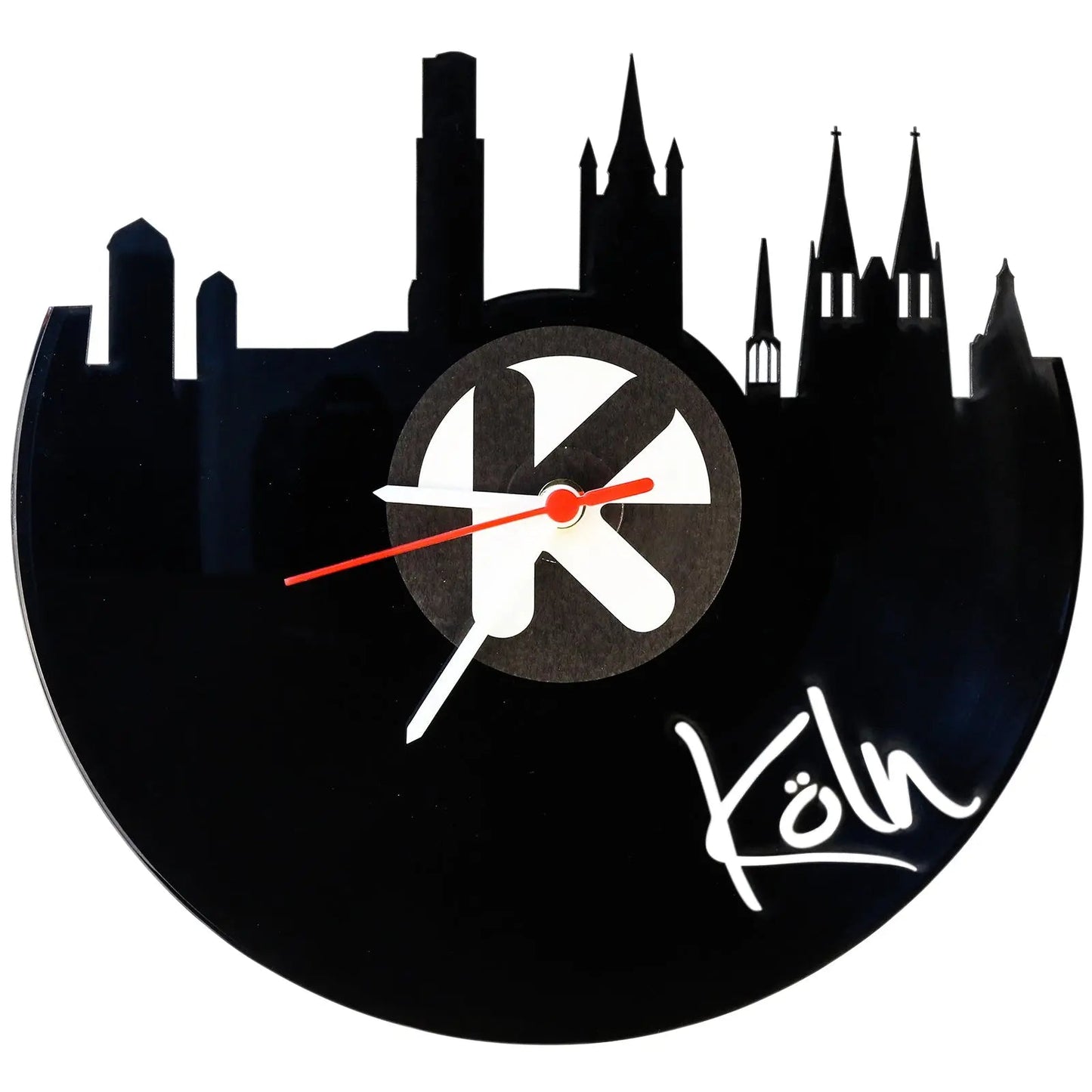 Wanduhr aus Vinyl Skyline Köln