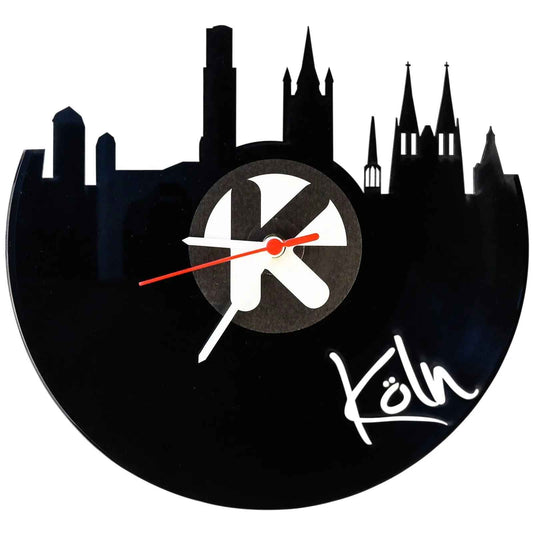 Wanduhr aus Vinyl Skyline Köln