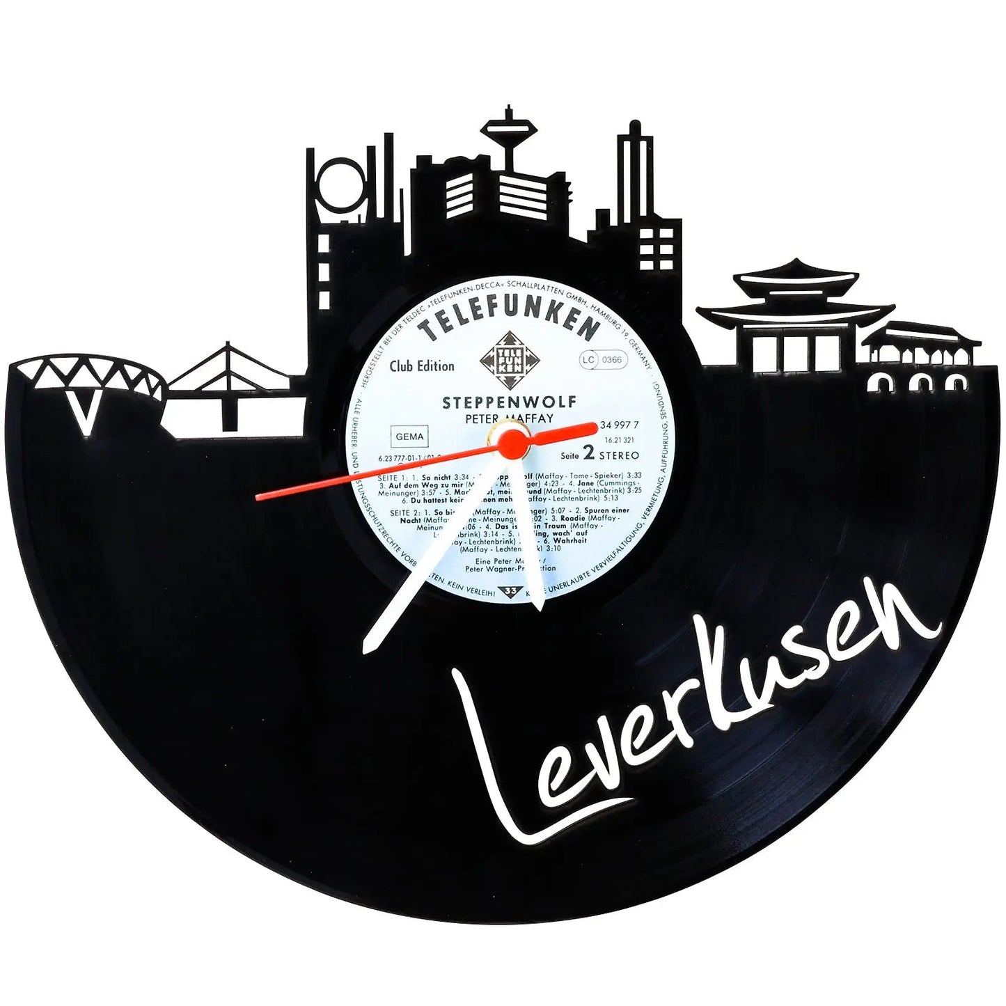 Wanduhr aus Vinyl Skyline Leverkusen