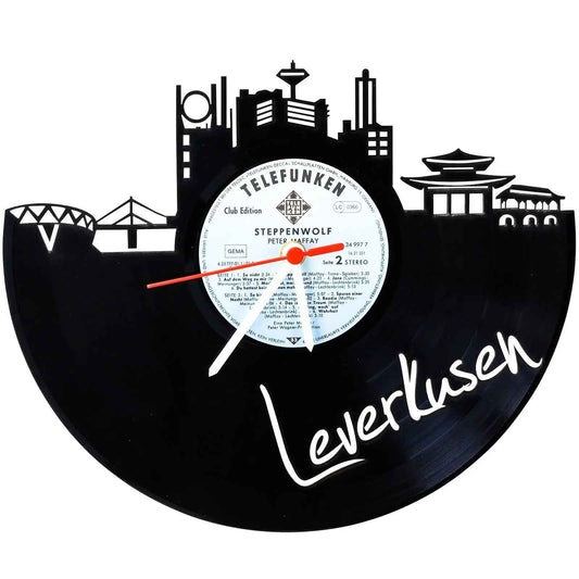 Wanduhr aus Vinyl Skyline Leverkusen