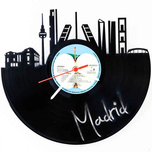 Wanduhr aus Vinyl Skyline Madrid
