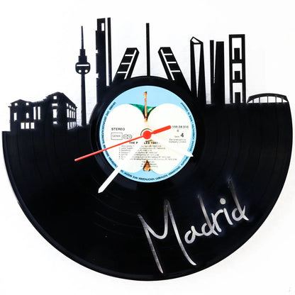 Wanduhr aus Vinyl Skyline Madrid