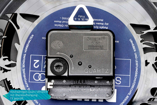 Wanduhr aus Vinyl Herzlich