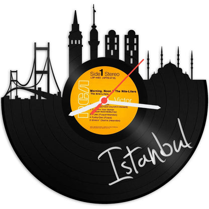 Wanduhr aus Vinyl Skyline Istanbul
